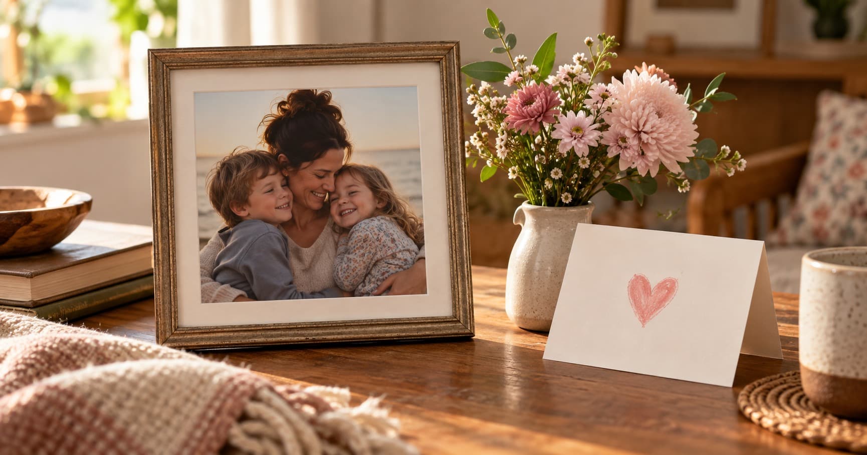 A restored family photo prepared as a Mother's Day gift