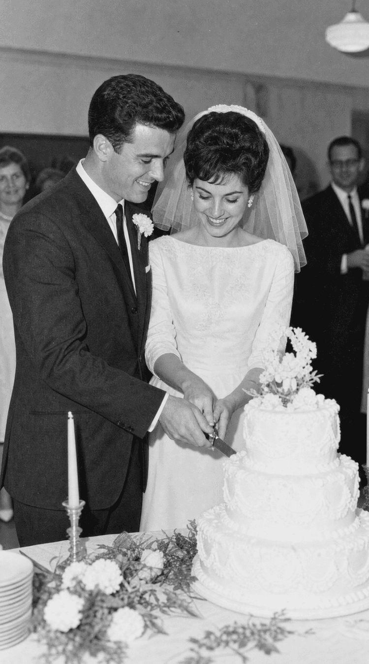 Wedding photograph of a couple cutting their cake